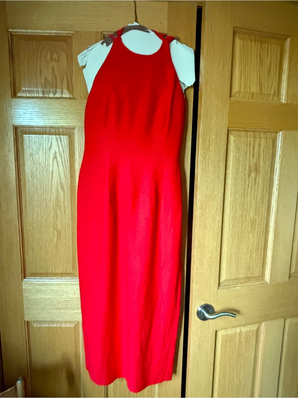 Sleek Red Halter Maxi Dress